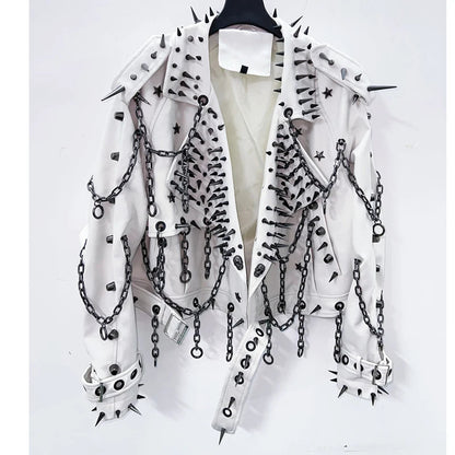 vintage Leather  y2k  Jacket Skull Jacket Punk Jacket  gothic Leather gothic clothes y2k fashion y2k clothes  harajuku Jacket SS69