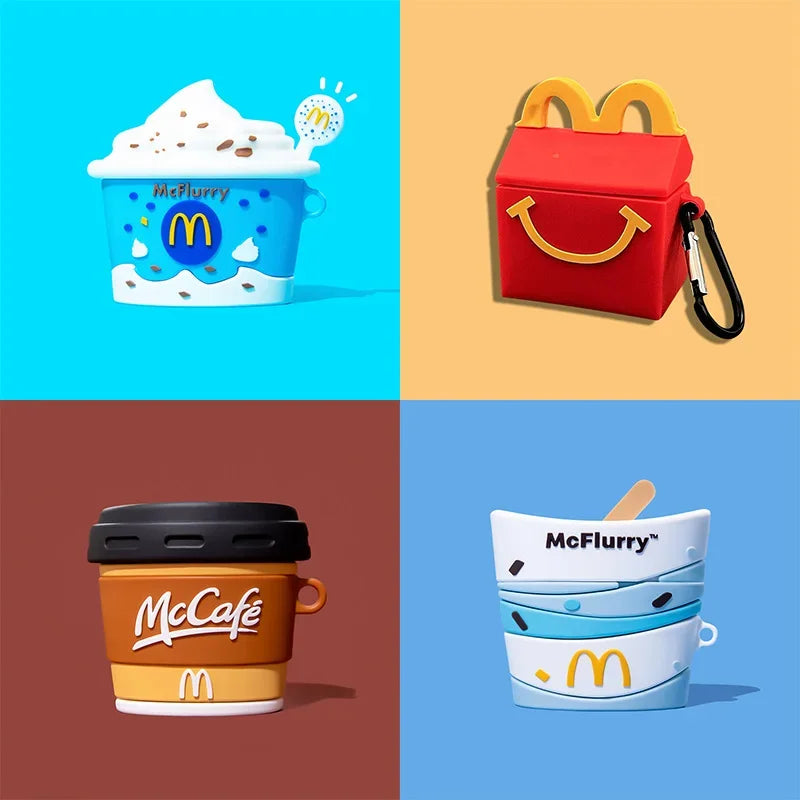 3D Coffee Ice Cream Cover for AirPods 4 Case Cartoon Cute Earphone Case for AirPods Pro 2 Charging Cover Silicone Soft Cover SS69