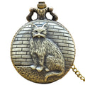Vintage Bronze Clamshell Creative Handsome Cat Design Necklace Quartz Pocket Watch Gift Universal Male And Female Students SS69 9.69 bronze