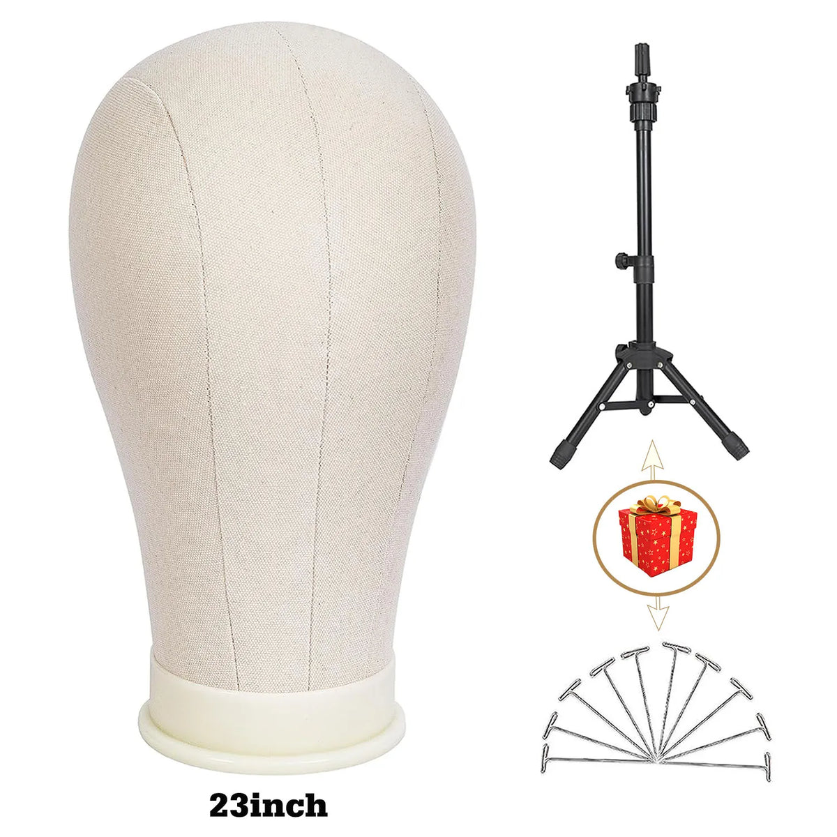 21inch 23inch Wig Head Mannequin Head with Wig Stand, Manikin Canvas Head for Wigs Making Display with Pins