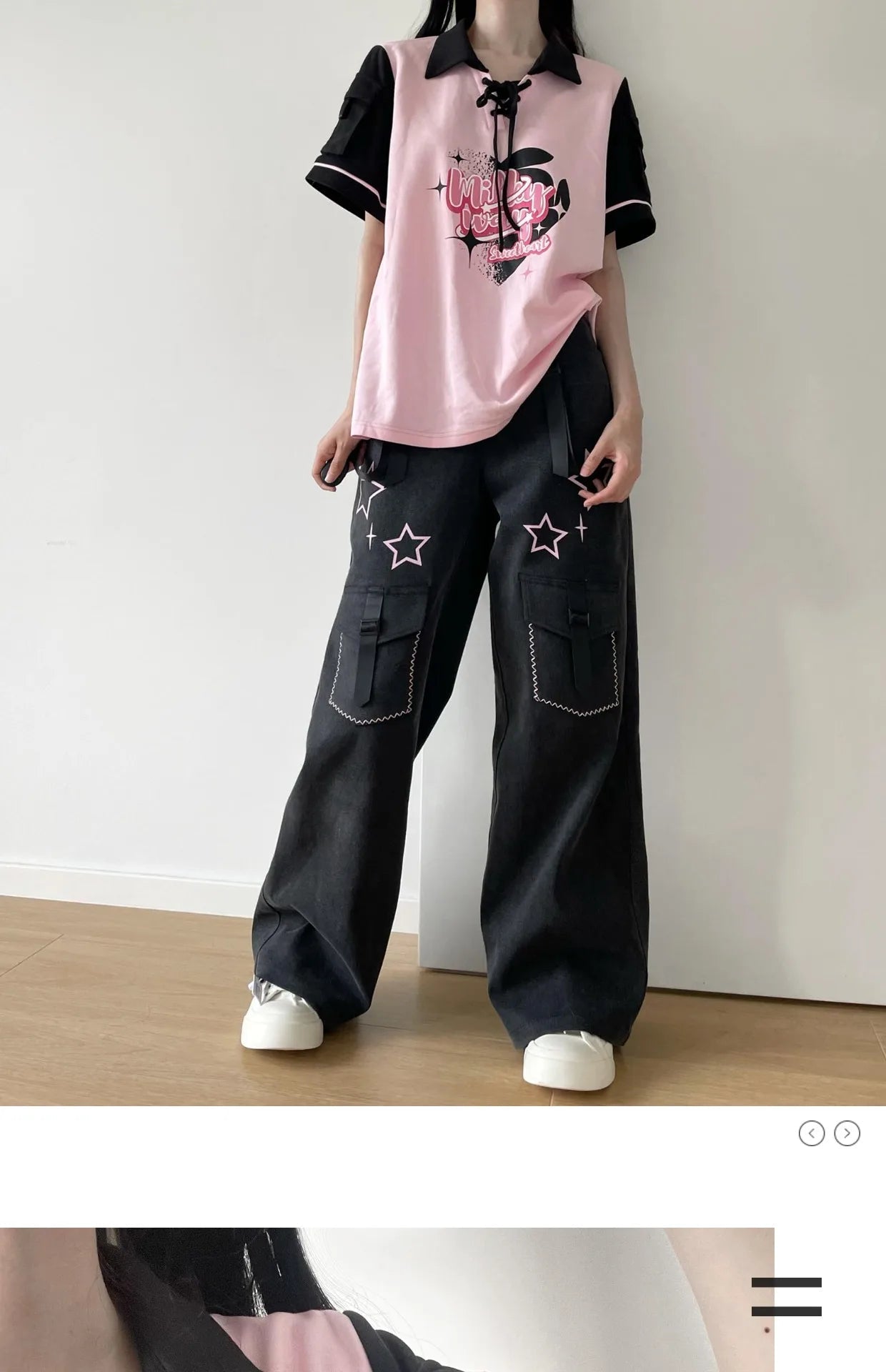 Black Pink Y2K Clothing Set Hot Girls Strapless Strap Short Sleeve T-shirt Slimming Jeans Long Pants Female 4 Piece Set Outfits SS69