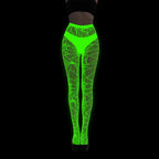 Women Glow in The Dark Fishnet Tight Rose Pattern Fishnet Tights Luminous Fishnet Halloween Party Festive Dress Up SS69