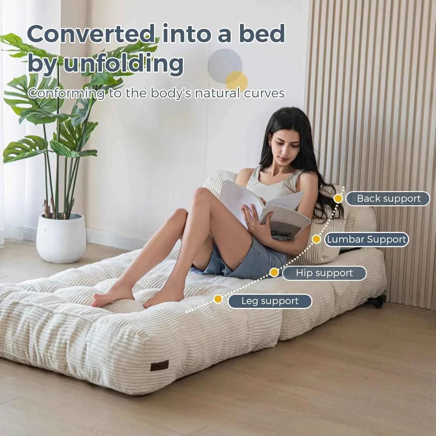 Vacuum Compression Sofa Foldable Simple Fabric Corner Modular Couch Floor Multi Function Nordic Living Room Bedroom Decoration
