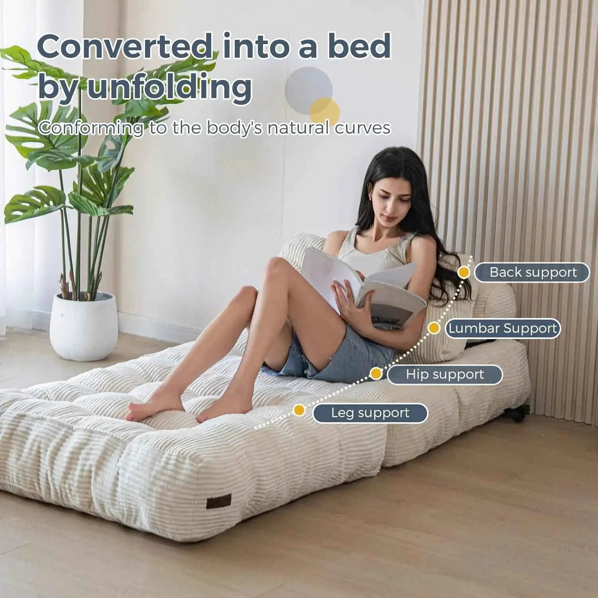 Vacuum Compression Sofa Foldable Simple Fabric Corner Modular Couch Floor Multi Function Nordic Living Room Bedroom Decoration