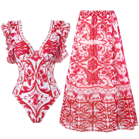 2023 New Arrival Push Up Women Bikini Set Floral Printed Ruffle Bikinis Strappy Bandage Swimwear Brazilian Biquini Bathing Suit SS69 32.69 NA23314R1 / M
