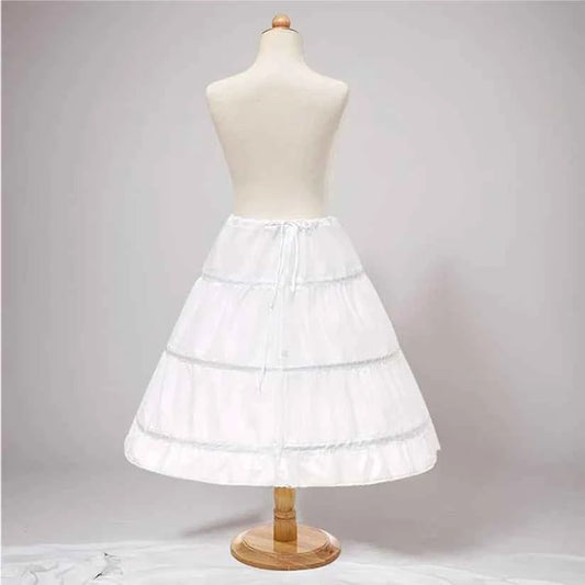 Girls' 3 Hoops Petticoat Full Slip Flower Girl Crinoline Skirt
