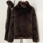 Mueyeruho Women's Faux Mink Fur Sweatshirt - Warm Brown Pullover