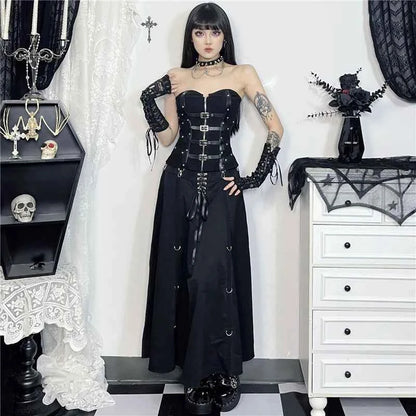 Wholesale New American Retro Irregular Skirt Hot Girl Sexy Punk Black Clothing Dark Style Women Summer Autumn Fashion Streetwear