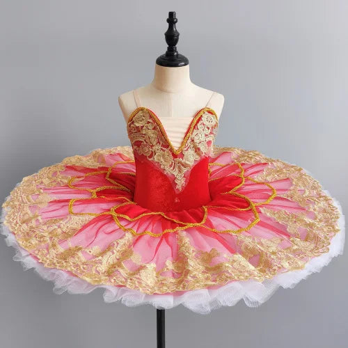 SS69 Girls' Professional Ballet Tutu Dress, Purple Swan Performance Leotard