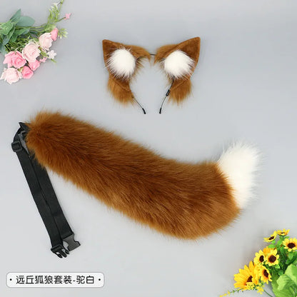 New Red Fox Ear Beast Tail Wolf King Ear Cat Ear Headband Custom COSPLAY Hand Made LOL Golden Fox Ears Anime Hair Accessories