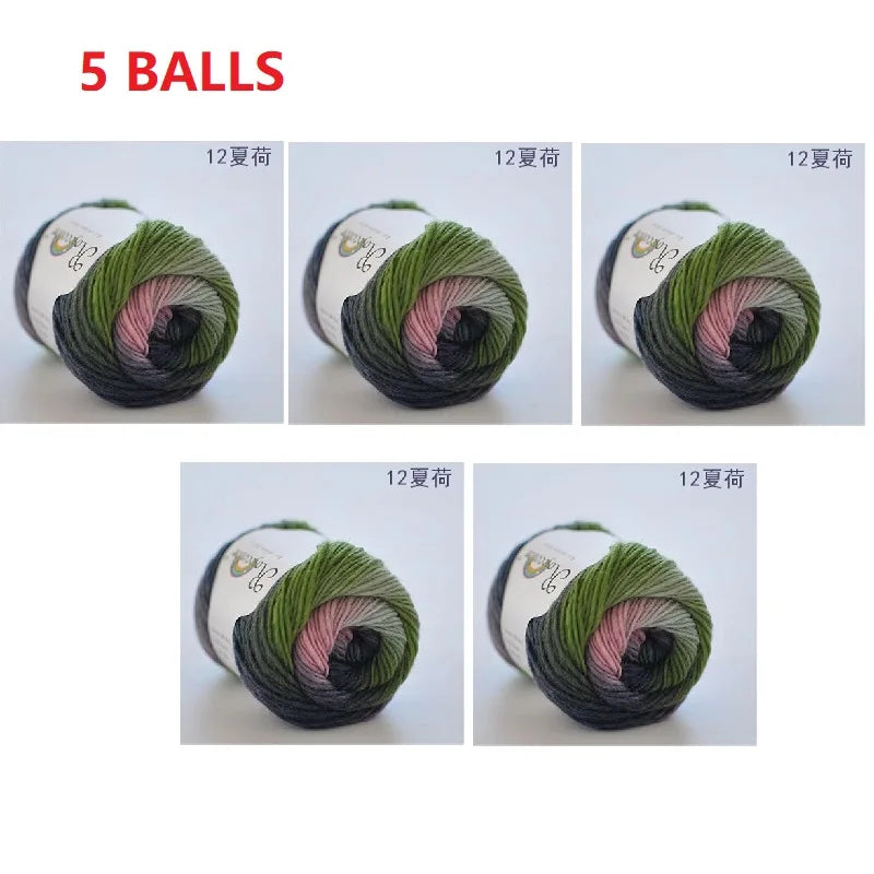 100% Wool Yarn Rainbow Color for Hand Knitting Crochet Plush Thickness Lanas Thread DIY Soft Scarf Shawl Sweater Free Shipping