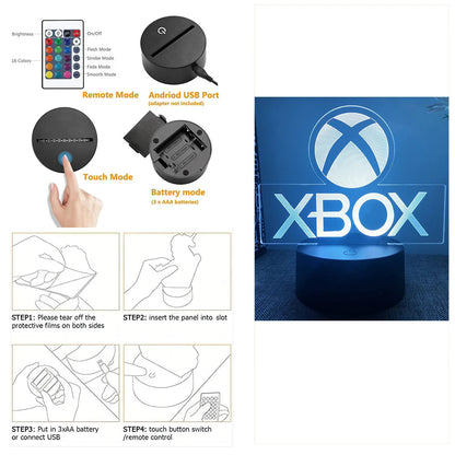 NEON GAMER 3D Lamp LED Night Light Gaming Setup RGB Children's Lamps Gamer Room Decoration Bedroom Table Lamp Personalized Gifts SS69