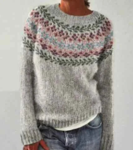 Spring Knitted Women's Sweater O-neck Long Sleeve Casual Loose Sweater Elegant Trendy Print Female Winter Fashion Ladies Clothes