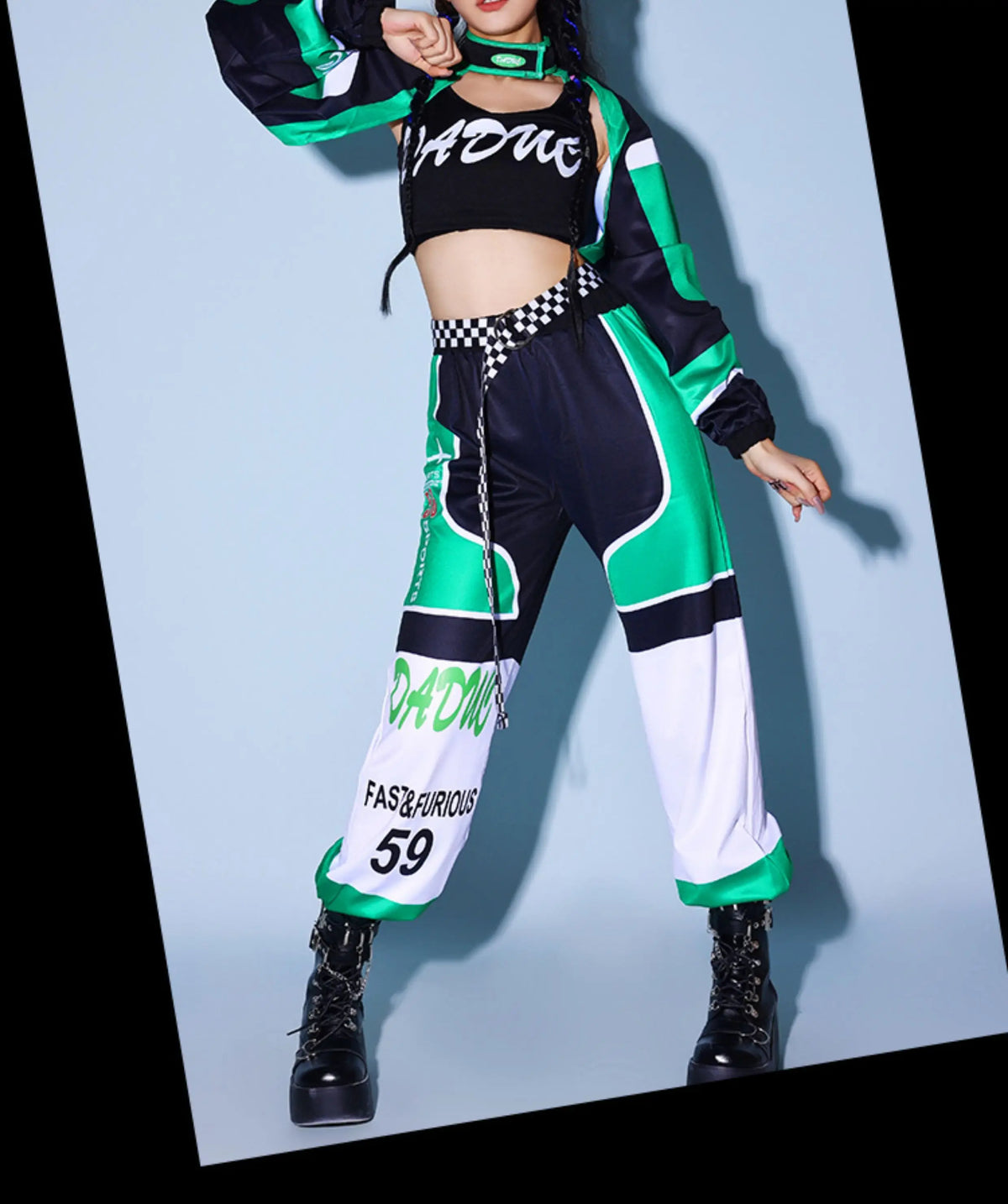 Green K-POP Jazz Dance Costume Set for Women