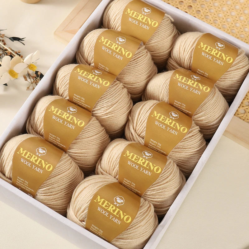 500g of High-Quality 212 Medium-Fine Alpaca Wool Yarn, Suitable for Knitting Sweaters, Scarves, and Hats, 10 Skeins/Pack