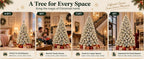 Prelit Artificial Christmas Tree with 100 Lights Snowflake Decorations Hinged PVC Branches Iron Trunk and Folding Metal Stand Green and White Holiday Decor for Living Room Home Christmas Party