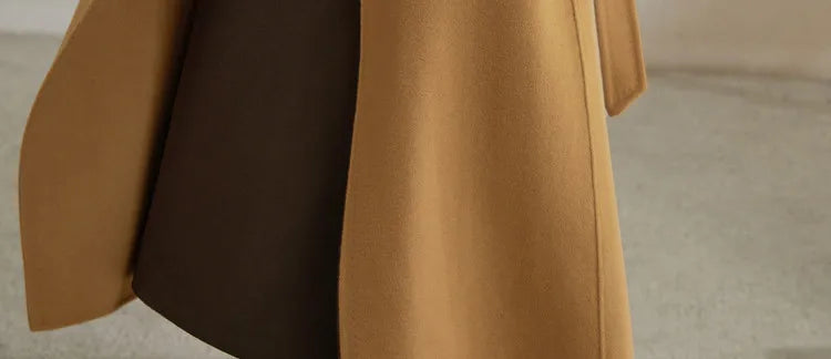 SENTUBILA Women's 100% Wool Long Wrap Coat with Belted Waist