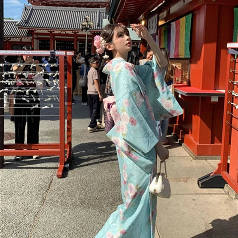 Kimono Yukata Retro Improved Japanese Dress,Elegant Literary Outfit Ideal For Studio Portrait Photography And Casual Themed Wear