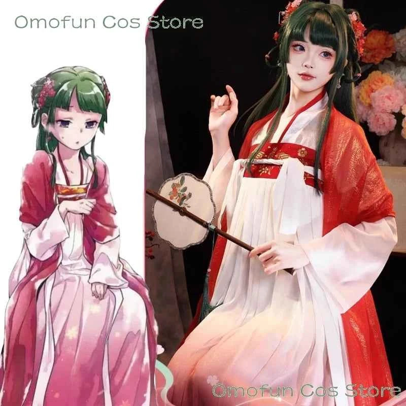 Mao Mao Maomao Cosplay The Apothecary Diaries S2 Anime Costume Red Suit Wig Roleplay Ancient Traditional Dress Hanfu Sanfen