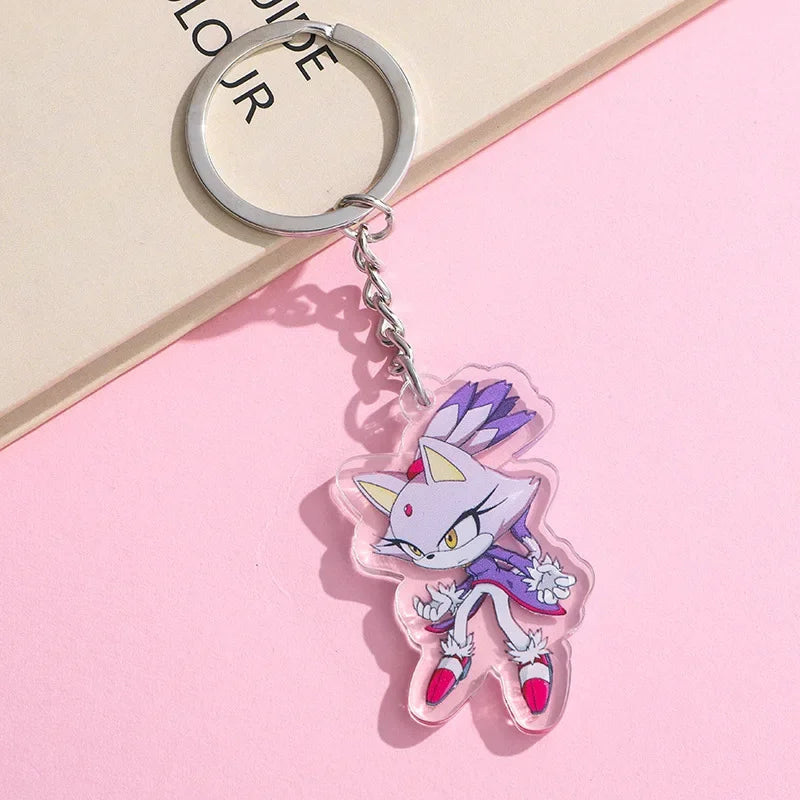 6pcs Sonic The Hedgehog Cosplay Acrylic Keychain Cartoon Anime Cute Backpack Pendant Decoration Kawaii Car Keyring Kids Toy Gift SS69