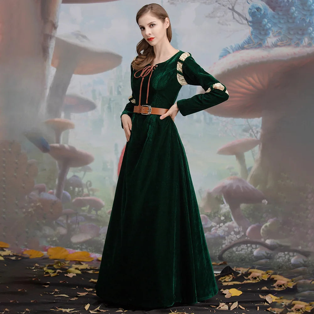 Princess Merida Brave Cosplay Court Dress Set for Women
