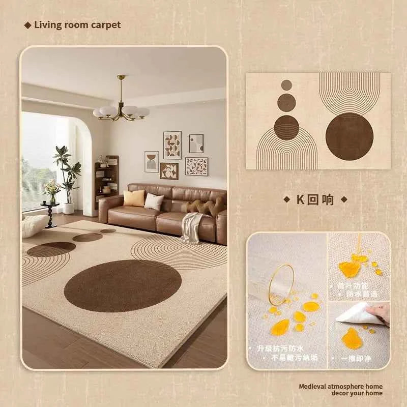 Cream Color Living Room Carpet Light Luxury Home Decoration Bedroom Rug Large Size Plush Sofa Coffee Table Floor Mat Tapis カーペット