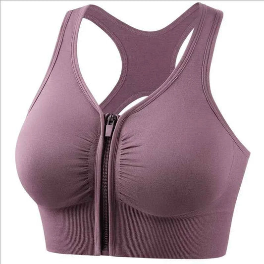 CZGUKE Women's zipper sports bra vest plus size shock resistant bra women's yoga running fitness bra women's underwear