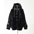 Lautaro Autumn Winter Thick Warm Faux Fur Coat Women with Hood Zipper Luxury Japanese Style Punk Harajuku Fluffy Jacket 2026