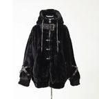 Lautaro Autumn Winter Thick Warm Faux Fur Coat Women with Hood Zipper Luxury Japanese Style Punk Harajuku Fluffy Jacket 2026