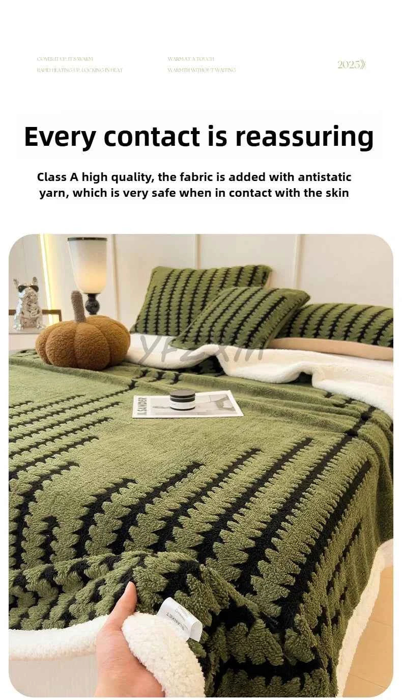 Thicken Warm Flannel Blanket Super Soft Fluffy Queen Blanket Single Double Size Cozy Skin-friendly Multifunctional Nap Blanket