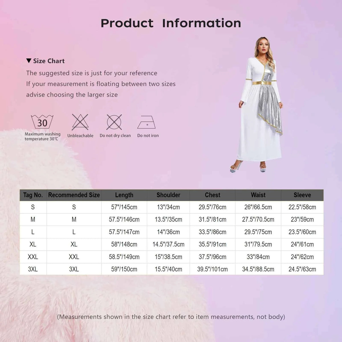 Woman's Greek Aphrodite Nymph Halloween Cosplay Costume Shiny Bell Long Sleeve Maxi Robe Dress Church Choir Prayer Gown