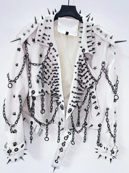 vintage Leather  y2k  Jacket Skull Jacket Punk Jacket  gothic Leather gothic clothes y2k fashion y2k clothes  harajuku Jacket SS69