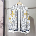 Camisas Newest Exclusive Women Luxury Shirt Long Sleeve Lapel Satin Shirt Old Money Print Brand Design Shirt OL Blouse руба