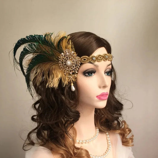 1920s Headpiece Great Gatsby Accessories Flapper Headband Wedding Headpieces for Bride Roaring 20's Art Deco Hair Clip SS69