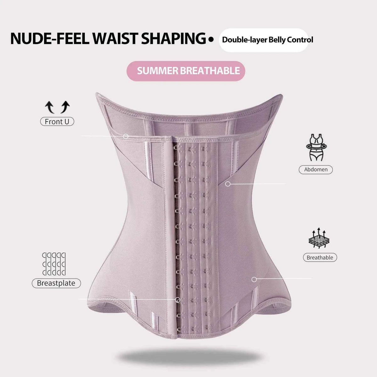 MiiOW U-shaped Waist Trainer Corset Women Buttoned Shapers Breast Lifted Waist Trainer Steel Bone Slimming Breathable Shapewear