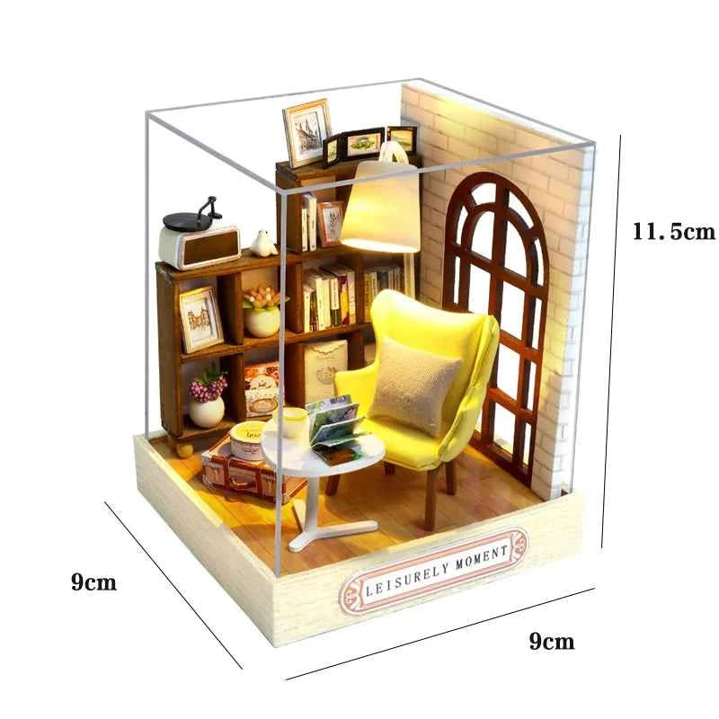 Wooden Miniature Dollhouse with LED Light Creative DIY Flower House Handmade 3D Puzzle Assembly Building Model Toys Doll Houses