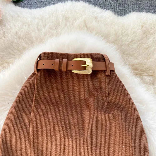 SINGREINY Women Korean Split Sexy Long Skirt 2024 Winter Corduroy Slim Thick Streetwear Fashion Vintage Autumn Bodycon Skirt