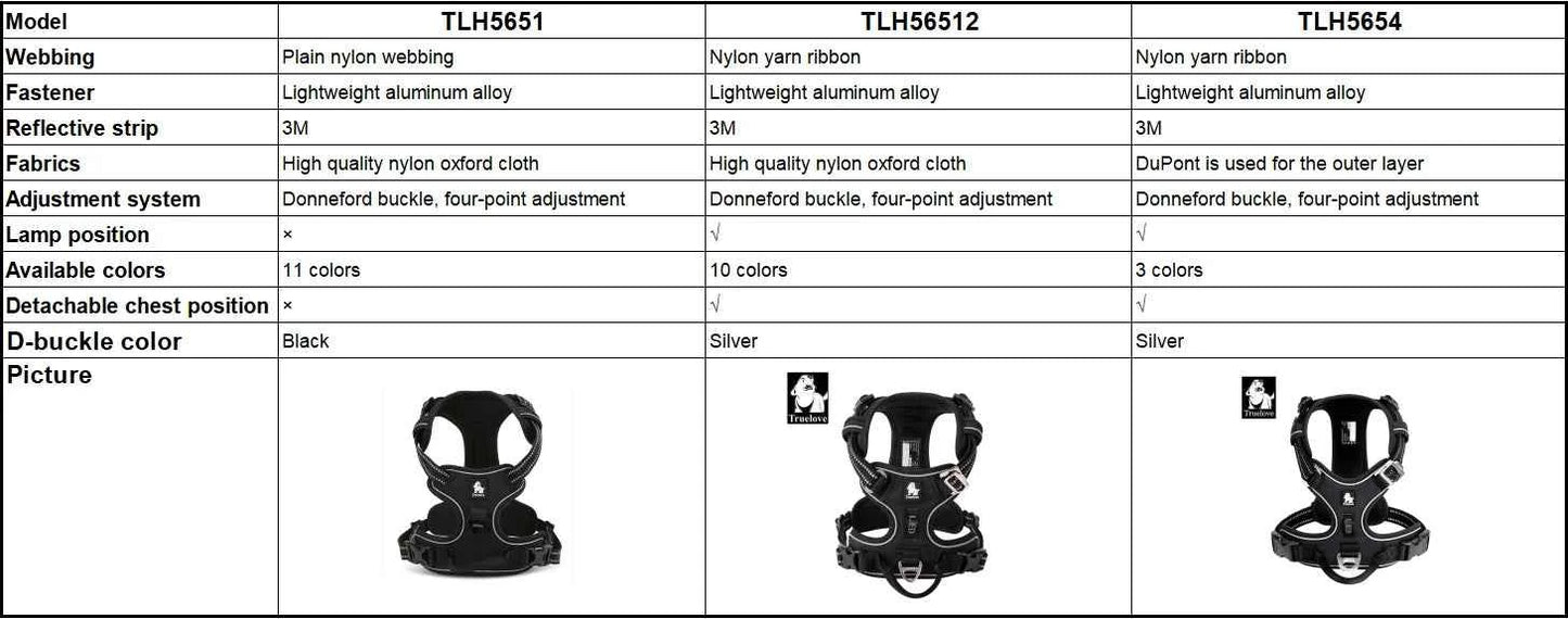 TRUE LOVE Pet Harness No Pull Nylon Reflective Dog Harness Adjustable Comfortable Control Step-in Brilliant Truelove TLH5654