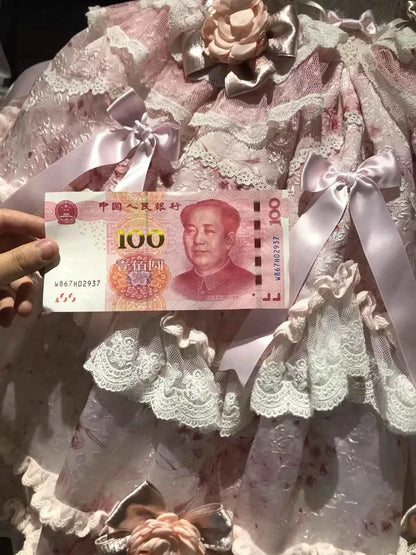 Original Heavy Birthday Party Lolita Puffy Dress Sweet Girls Back Big Bow Tail Vintage High-end Women's Elegant OP Dress