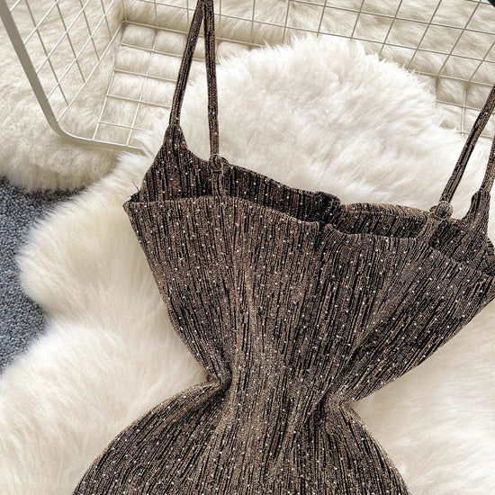 Sexy sleeveless glitter Backless Off Shoulder Fashion Birthday Party Evening Vestido Women Goth Slim Summer Hip Wrap Dress SS69