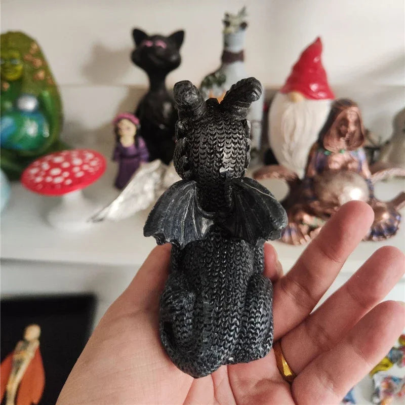 1pc Halloween Magic Black Dragon Snake Griffin Unicorn Mysterious Witches Statue Home Decor Figurine Christmas Desk Ornaments