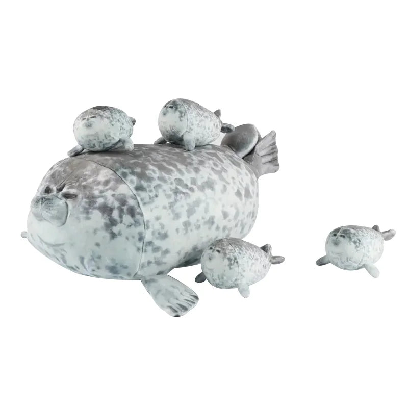 40cm Mother and son Seal five-piece plush toy Seal zipper toy for boys and girls Christmas Halloween gifts
