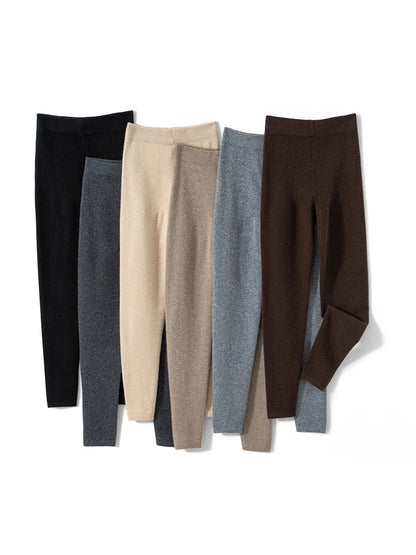 CHICUU Women 100% Cashmere Legging elasticity Slim Pants Autumn Winter Thick Basic Leggings Soft Warm Cashmere Knitwear SS69
