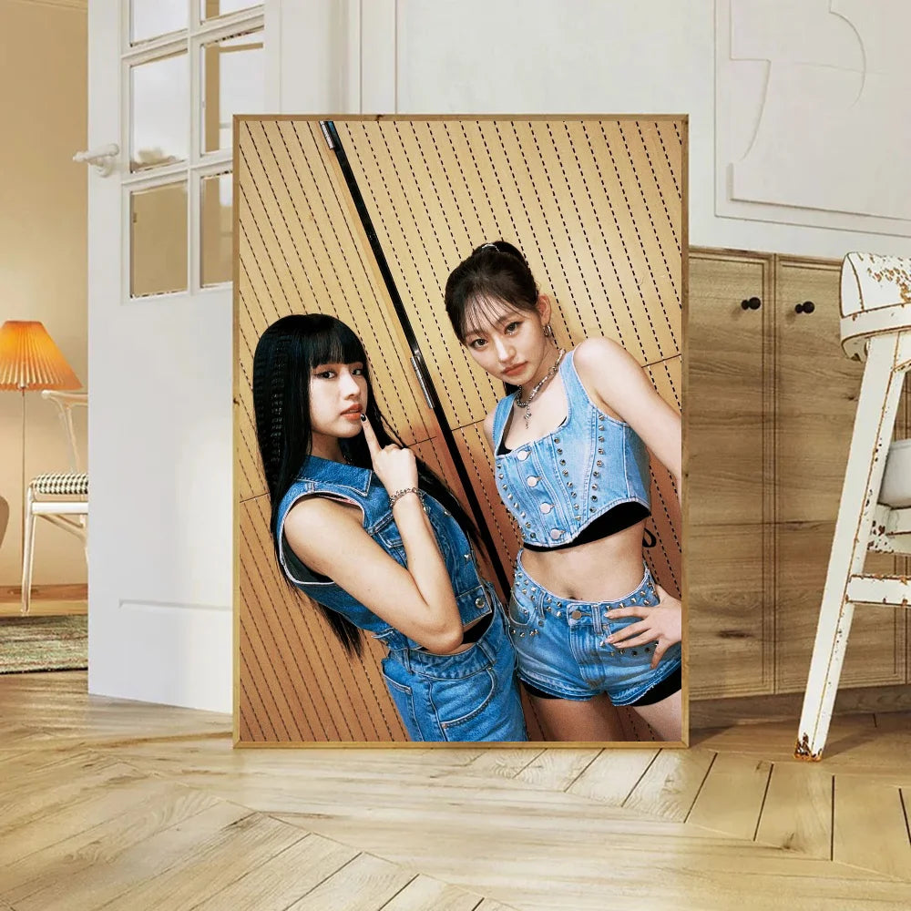 Kpop Girl Group Kiss Of Life Poster Self-adhesive Art Waterproof Paper Sticker Coffee House Bar Room Wall Decor SS69 8.69 10x15cm No Frame / z5