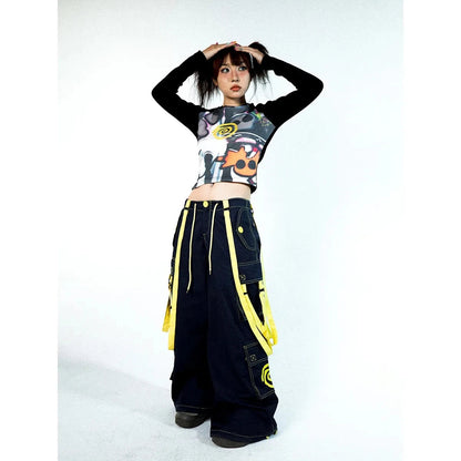 Women Vortex Skull Print Long Sleeve Raglan Stitch Backing T-Shirt Tops Fairy Grunge Graphic Vintage Y2k Slim Long Sleeve Top SS69