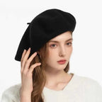 100% Wool England Spring Oversize Women Berets Head Elegant Artist Hats Lady Beret Flexible Stylish Big Warm Painter Cap Bonnet