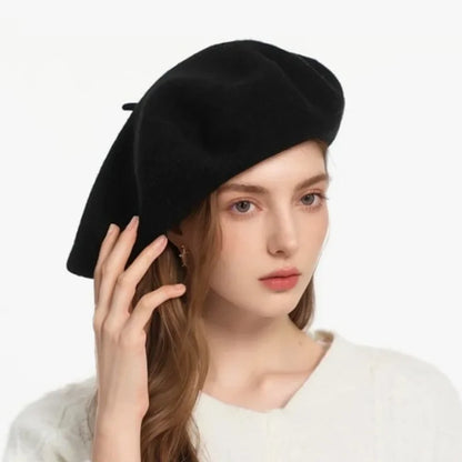 100% Wool England Spring Oversize Women Berets Head Elegant Artist Hats Lady Beret Flexible Stylish Big Warm Painter Cap Bonnet