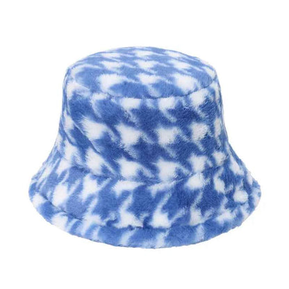 Winter Bucket Hat Women's Fashion Leopard Panama Warm Hats Female Vintage Faux Fur Fisherman Cap Hats For Women Dropshipping