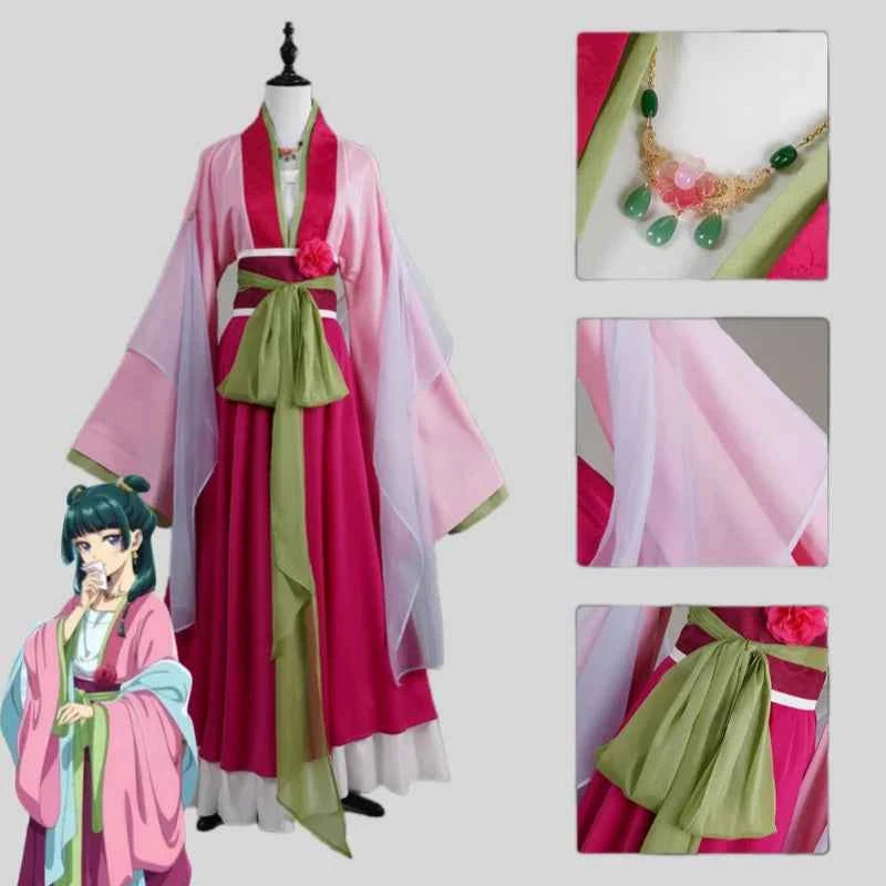 New The Apothecary Diaries Maomao Red Dress Cosplay Costume Girl Elegant Gown Chinese Hanfu Anime Manga Pharmacist