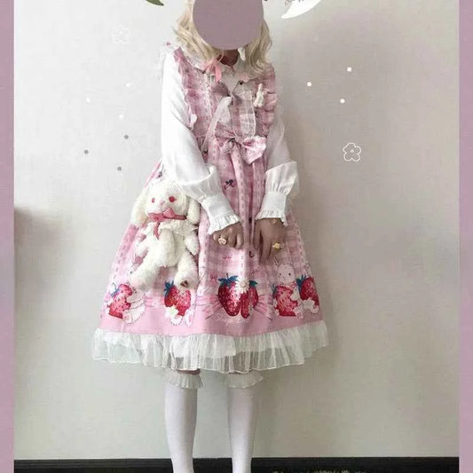 KOSAHIKI Japanese Lolita Dress Girls Strawberry Bunny Jsk Dresses Women Harajuku Sleeveless Cute  2026 Cosplay Vestido